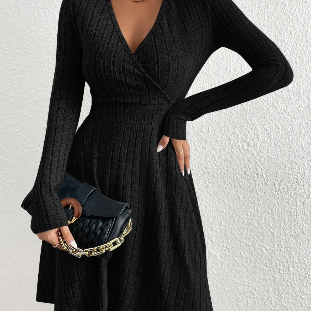 Faustina Sleek Knit Black Dress worn by a person against a neutral background