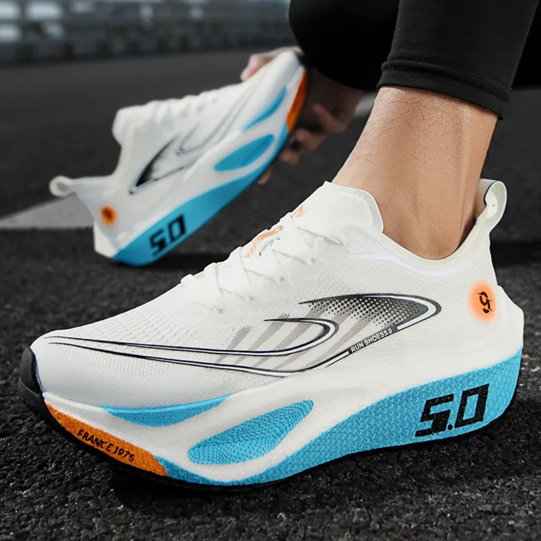 White Kryza Aero Pulse Marathon Sneakers on a track
