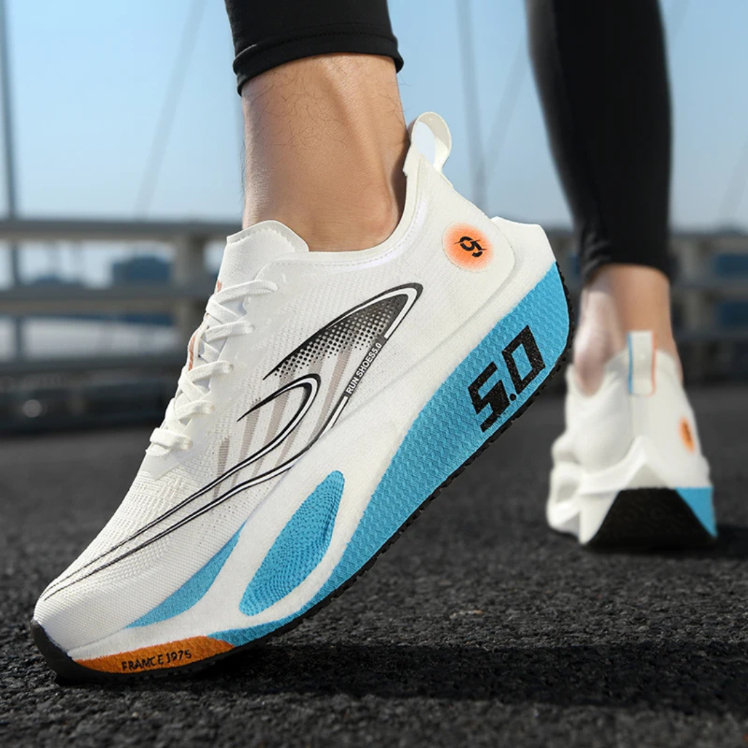 White Kryza Aero Pulse Marathon Sneakers on a track