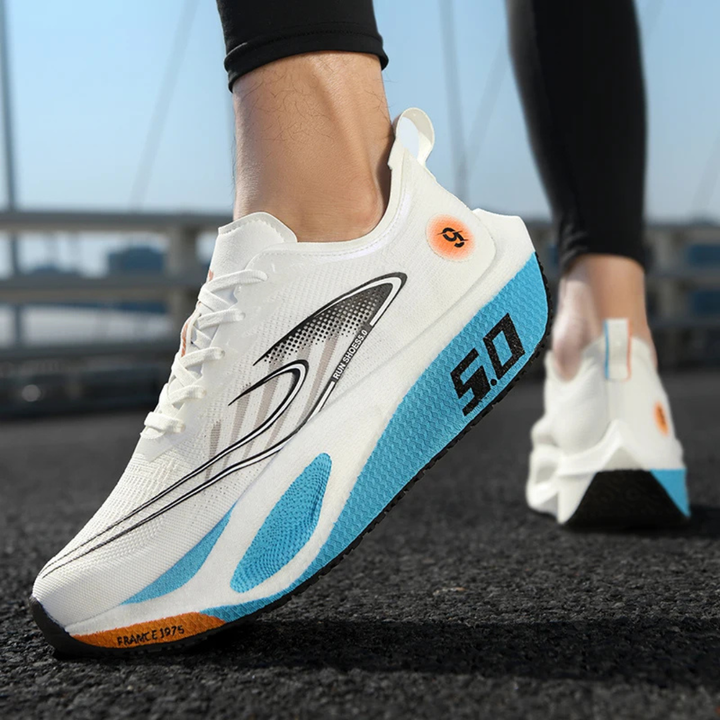 White Kryza Aero Pulse Marathon Sneakers on a track
