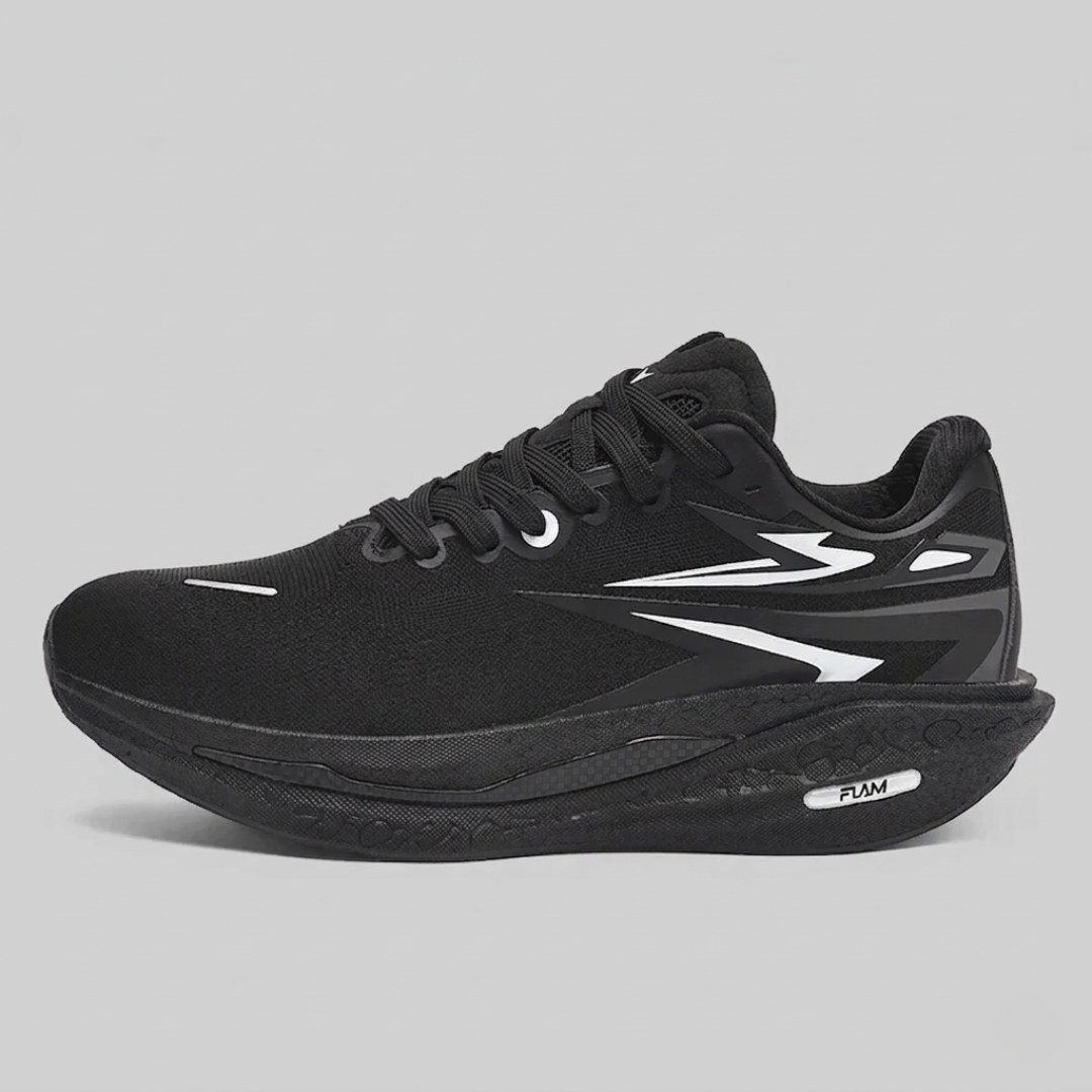Black Orion Thunder Run Carbon Racing Shoes on a neutral background