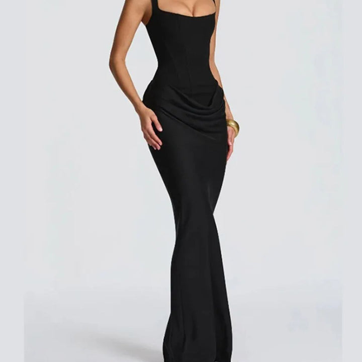 Black evening gown on a white background