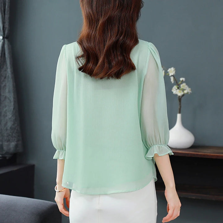 Divine Aura Collar Chiffon Blouse