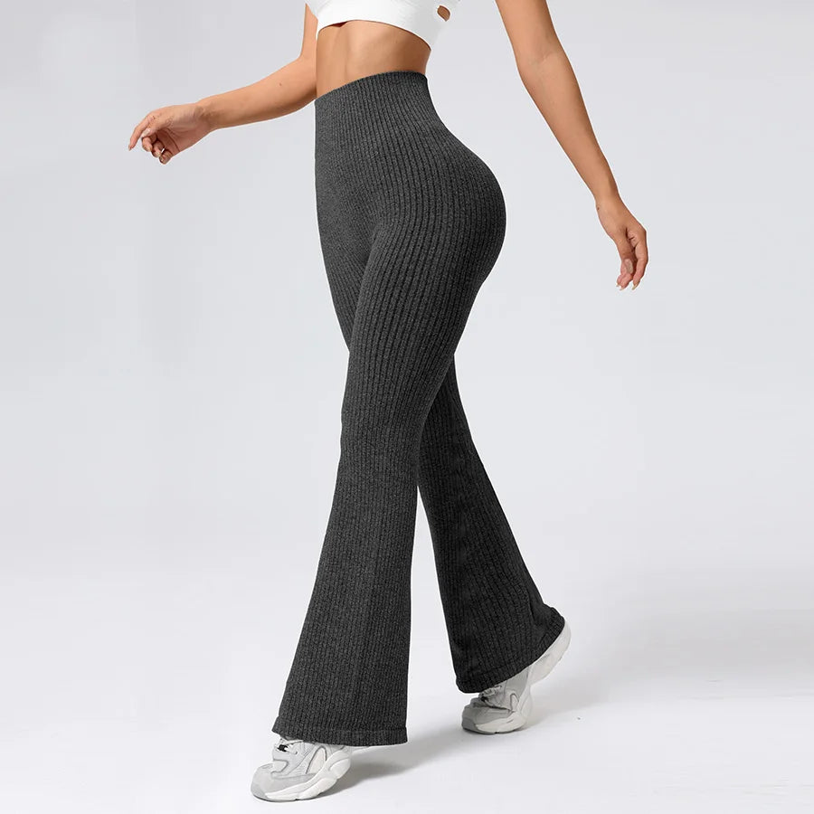 Buttery Soft Ribbed Flare Leggings - High Waist