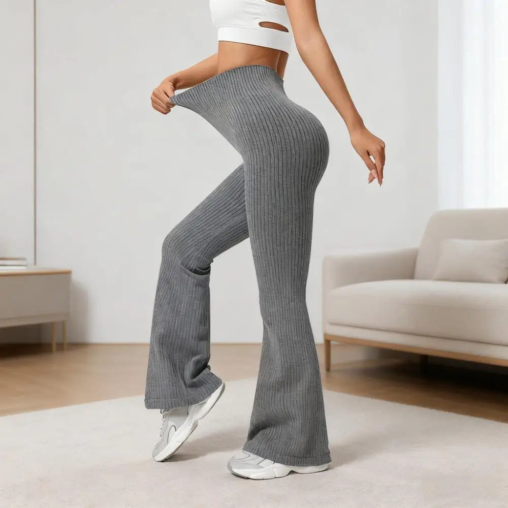 Buttery Soft Ribbed Flare Leggings - High Waist