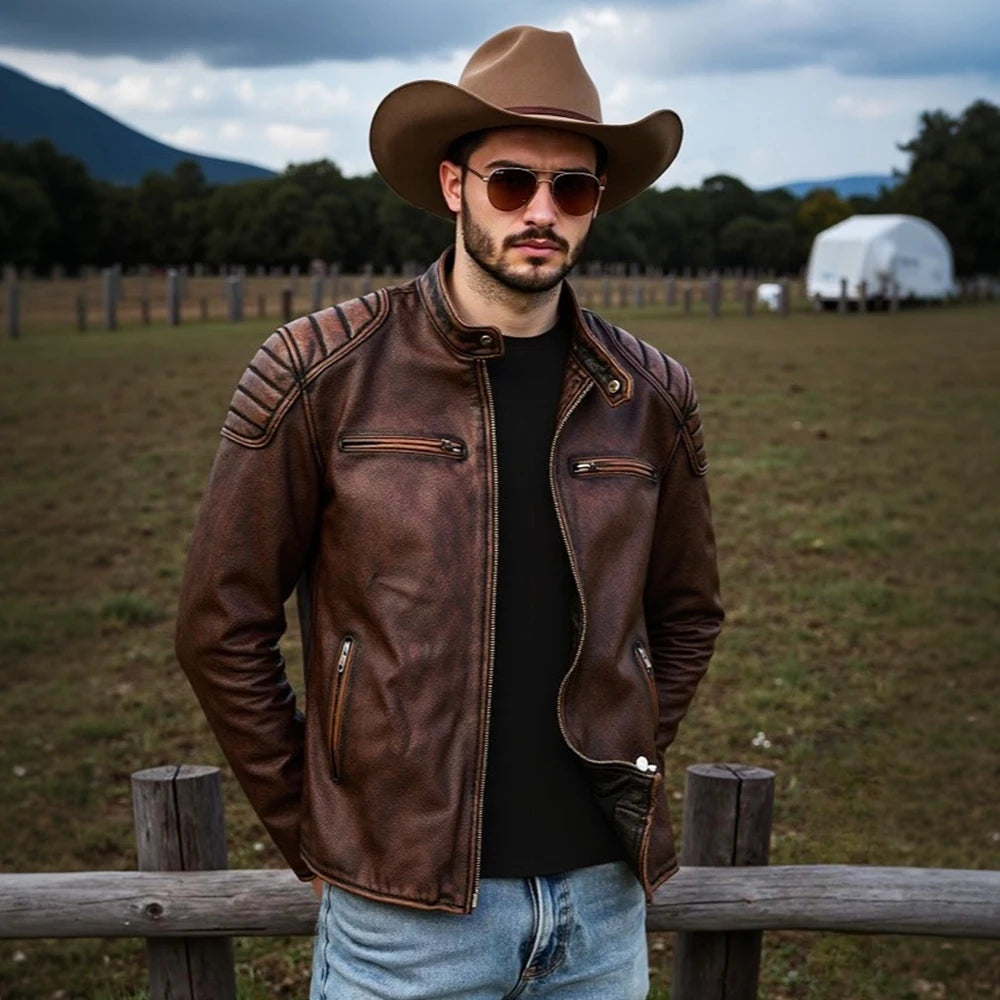 Belted Brown Leather Look Jacket