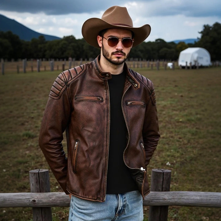 Belted Brown Leather Look Jacket