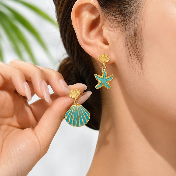 Tidal Reef Asymmetrical Starfish Earrings