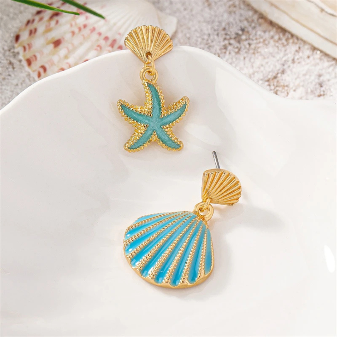 Tidal Reef Asymmetrical Starfish Earrings