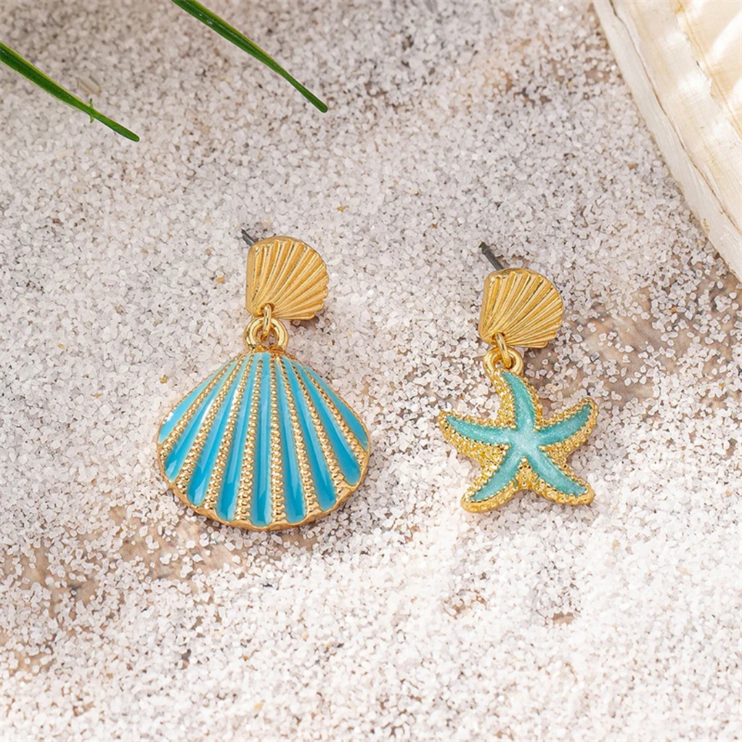 Tidal Reef Asymmetrical Starfish Earrings