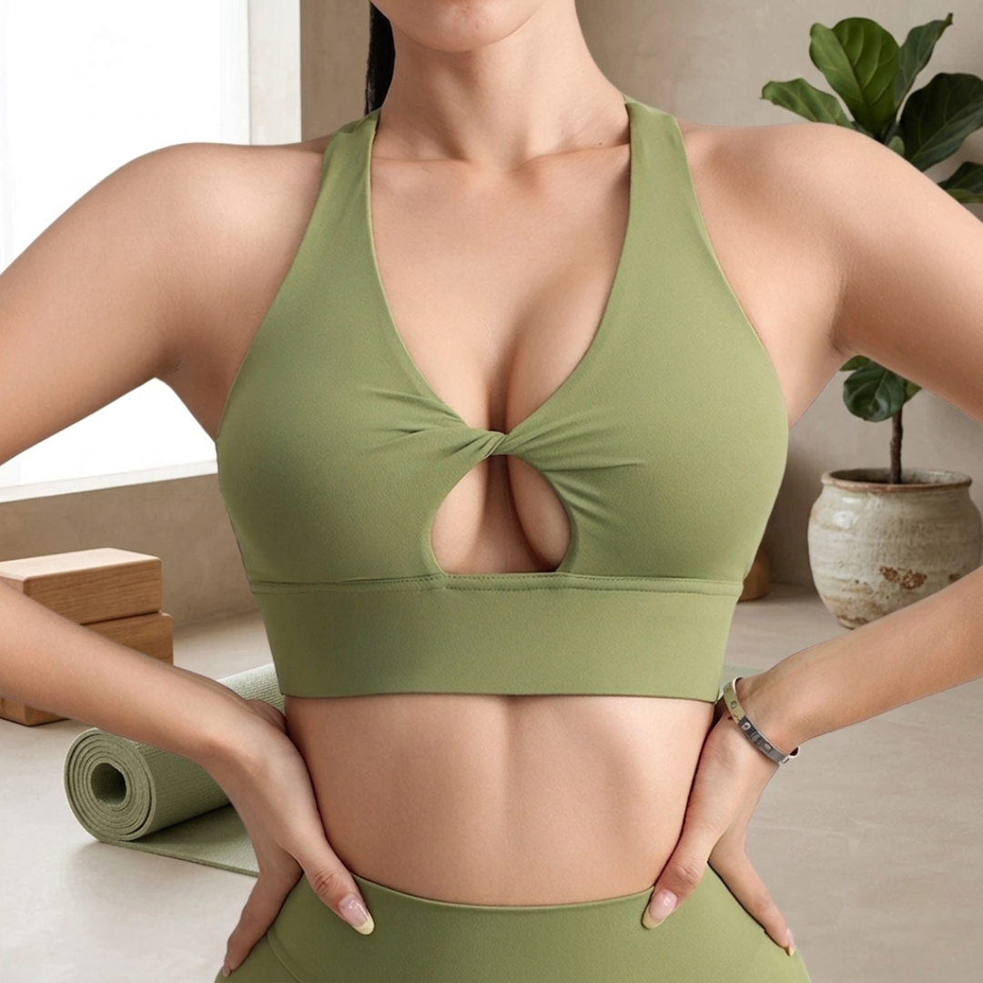 Veloura Breathable Halter Yoga Crop Bra