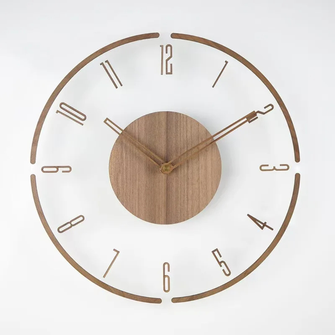 Brown with border Veyron Floating Wall Clock on a neutral background