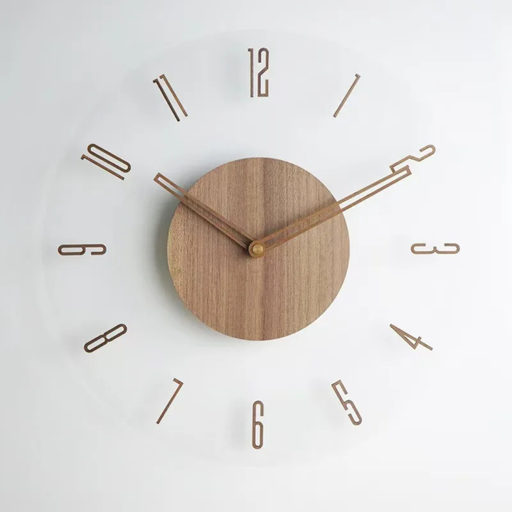 Brown without border Veyron Floating Wall Clock on a neutral background.