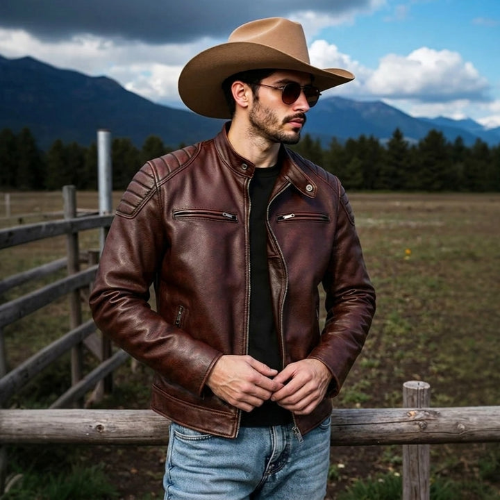 Belted Brown Leather Look Jacket