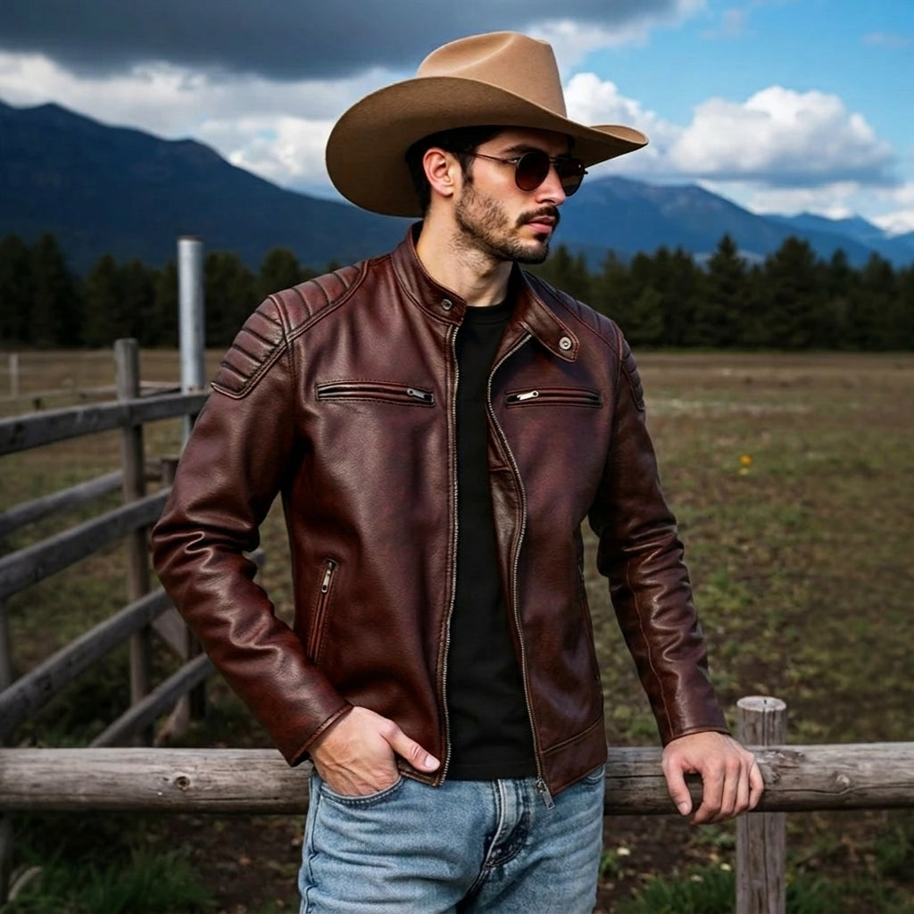 Belted Brown Leather Look Jacket