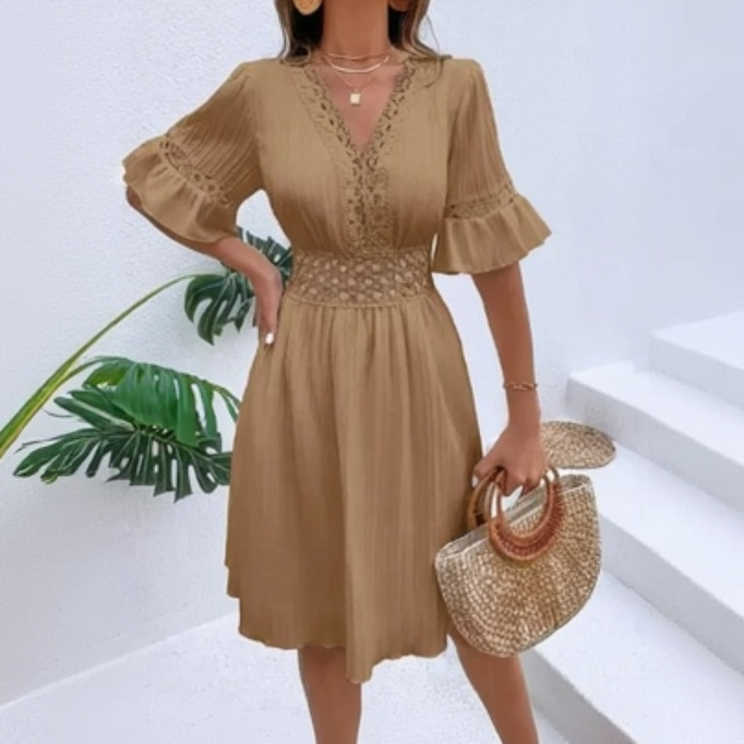 Aurelia flared hollow-out mini dress for women, elegant cut-out mini dress for chic summer and evening outfits
