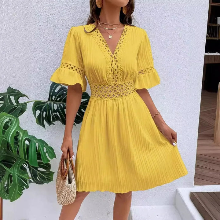Aurelia flared hollow-out mini dress for women, elegant cut-out mini dress for chic summer and evening outfits