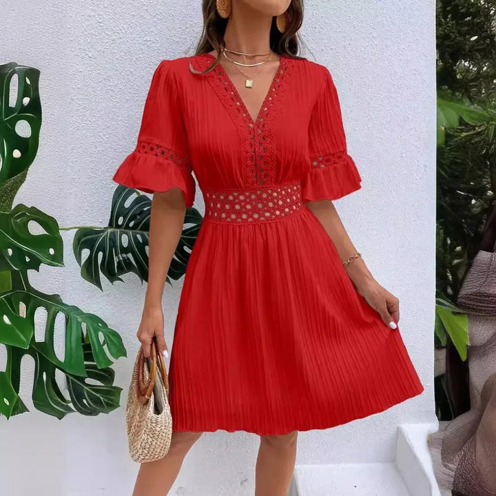 Aurelia flared hollow-out mini dress for women, elegant cut-out mini dress for chic summer and evening outfits
