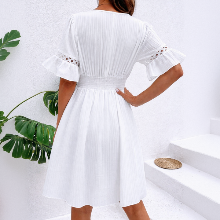 Aurelia flared hollow-out mini dress for women, elegant cut-out mini dress for chic summer and evening outfits