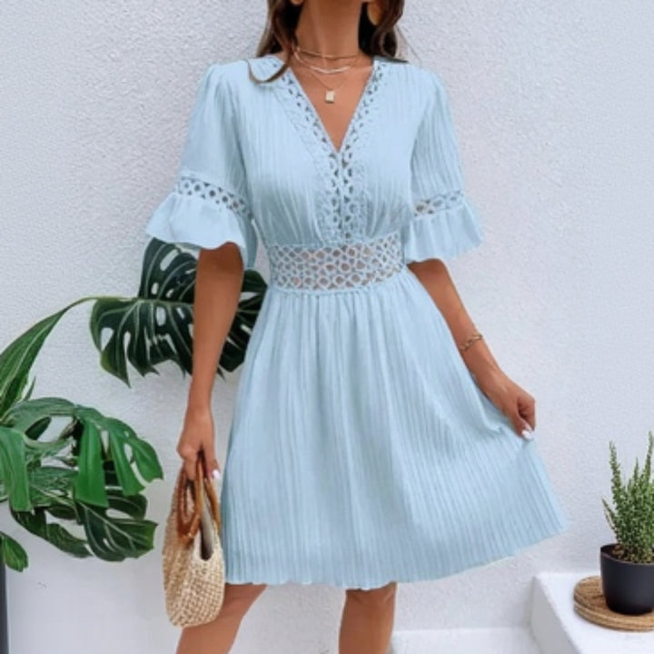 Aurelia flared hollow-out mini dress for women, elegant cut-out mini dress for chic summer and evening outfits