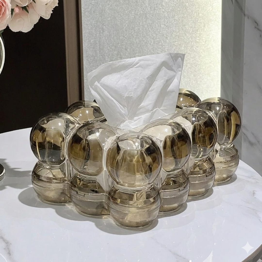 Crystal edge nordic tissue box, modern minimalist tissue holder for stylish home and bathroom decor