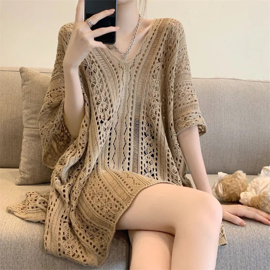 Desert coast crochet bikini cover-up for women, boho crochet beach cover-up for swimwear and resort styling