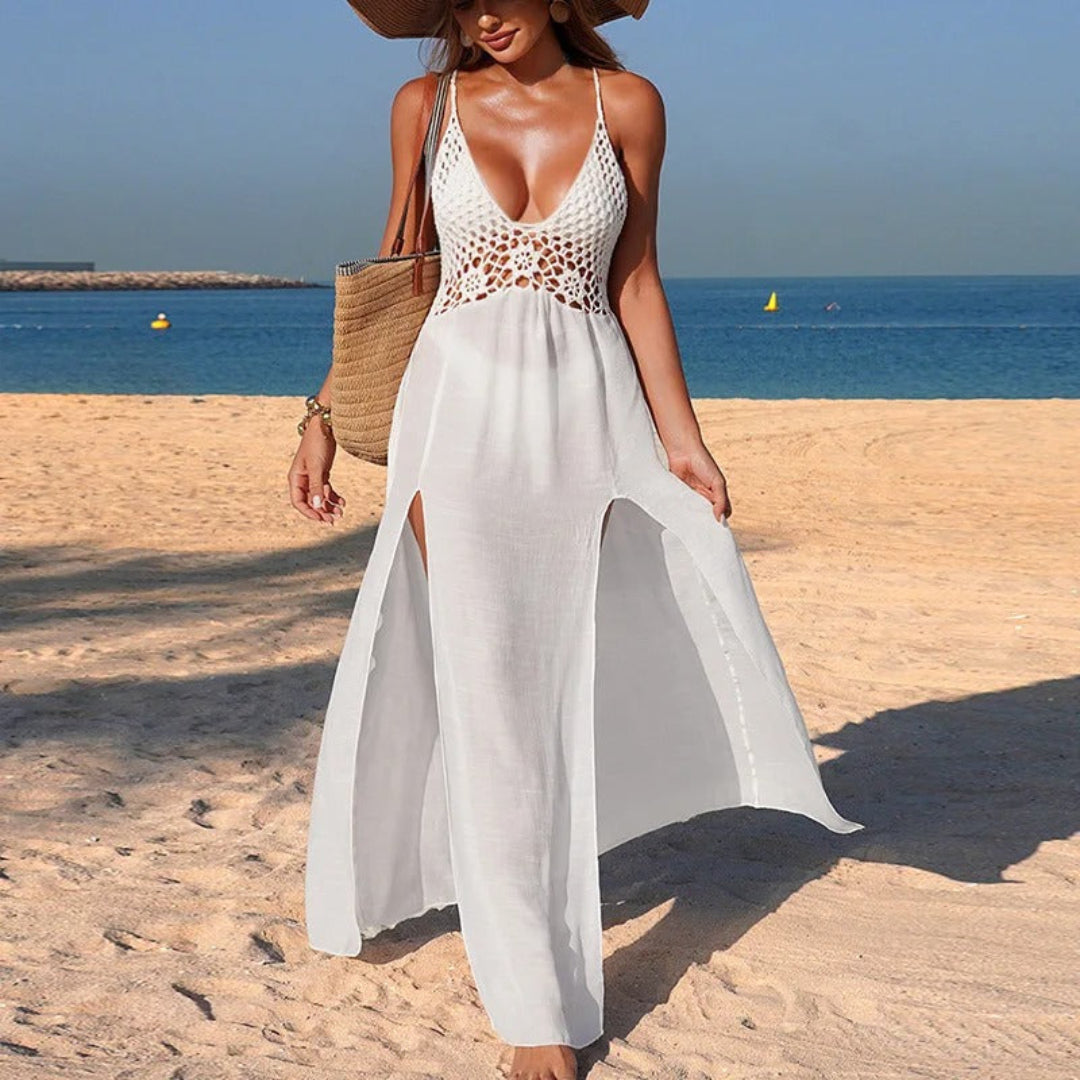 Ember drape halter maxi dress for women, elegant draped halter-neck gown for evening and formal styling