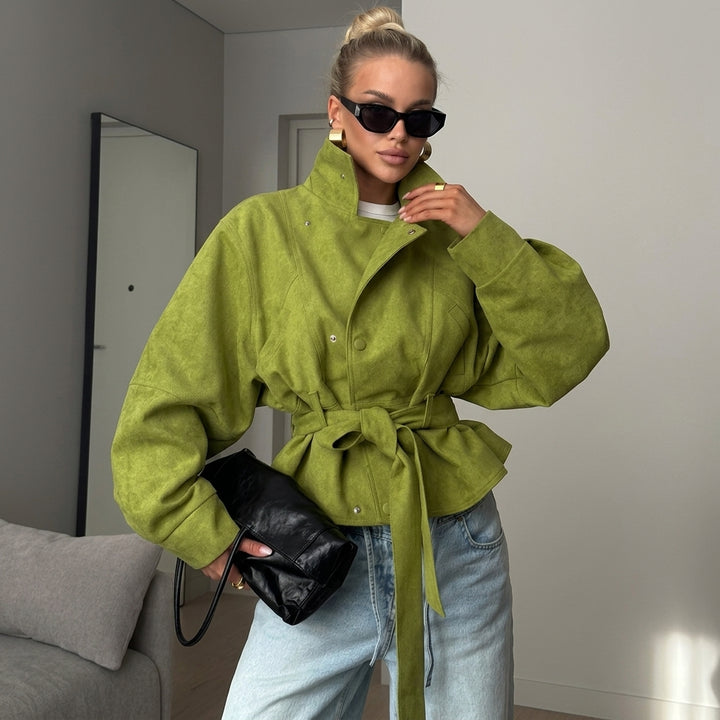 Belted Suede Wrap Jacket