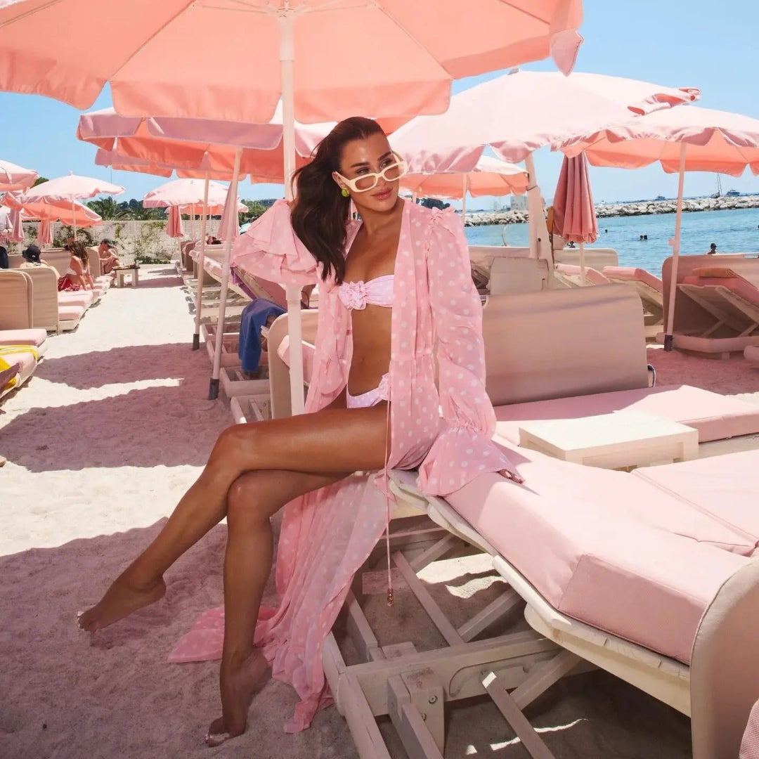 Iconic heat print 3-piece bikini set for women, vibrant printed swimwear with cover-up for summer beach styling