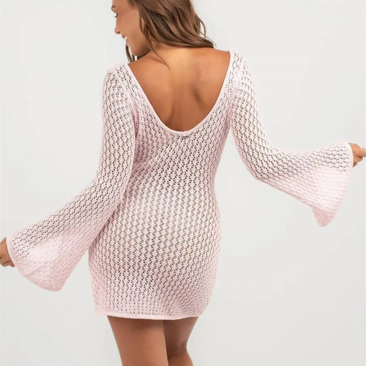 Isla veil crochet mini dress for women, lightweight crochet mini dress for beach, vacation, and summer styling