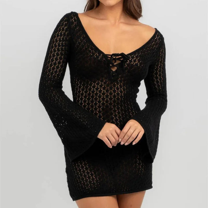 Isla veil crochet mini dress for women, lightweight crochet mini dress for beach, vacation, and summer styling