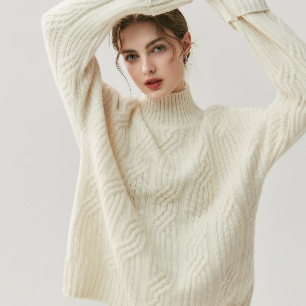 Chunky Cable Knit Turtleneck Sweater