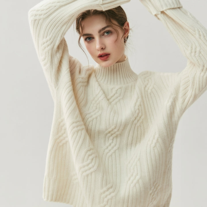 Chunky Cable Knit Turtleneck Sweater