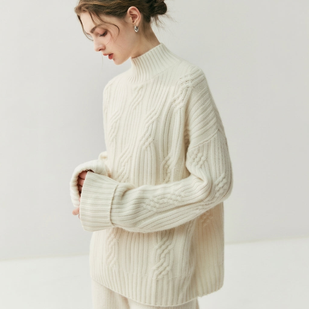 Chunky Cable Knit Turtleneck Sweater