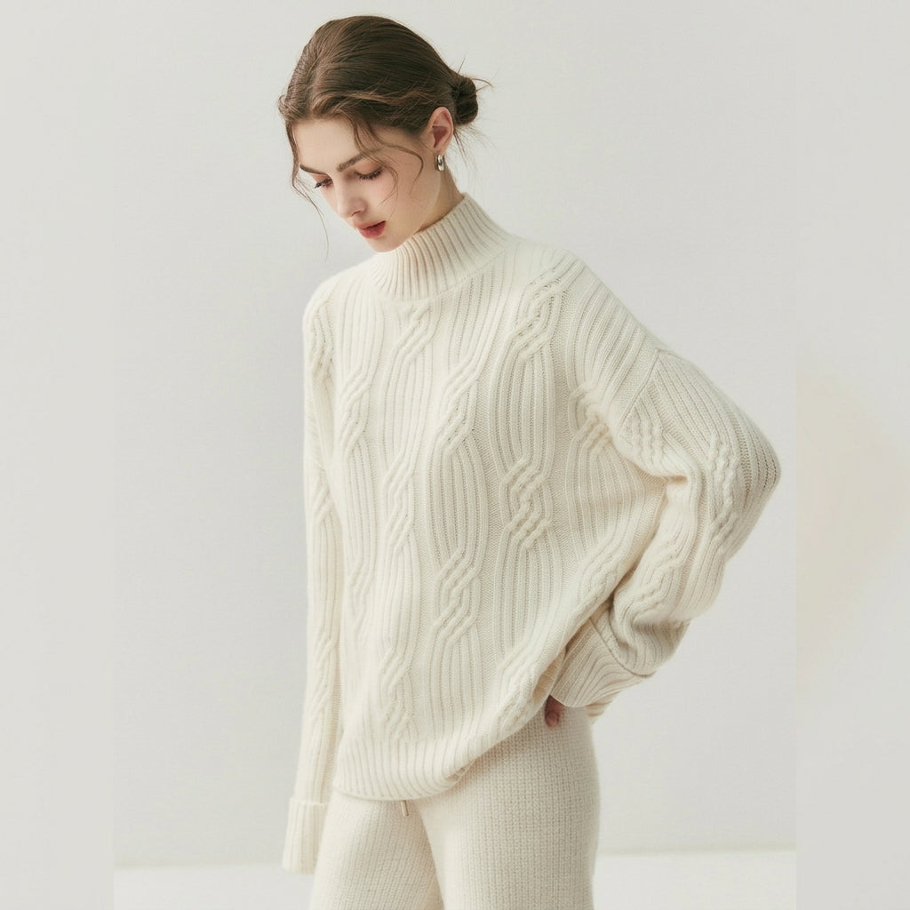 Chunky Cable Knit Turtleneck Sweater