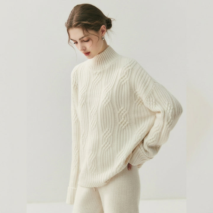 Chunky Cable Knit Turtleneck Sweater