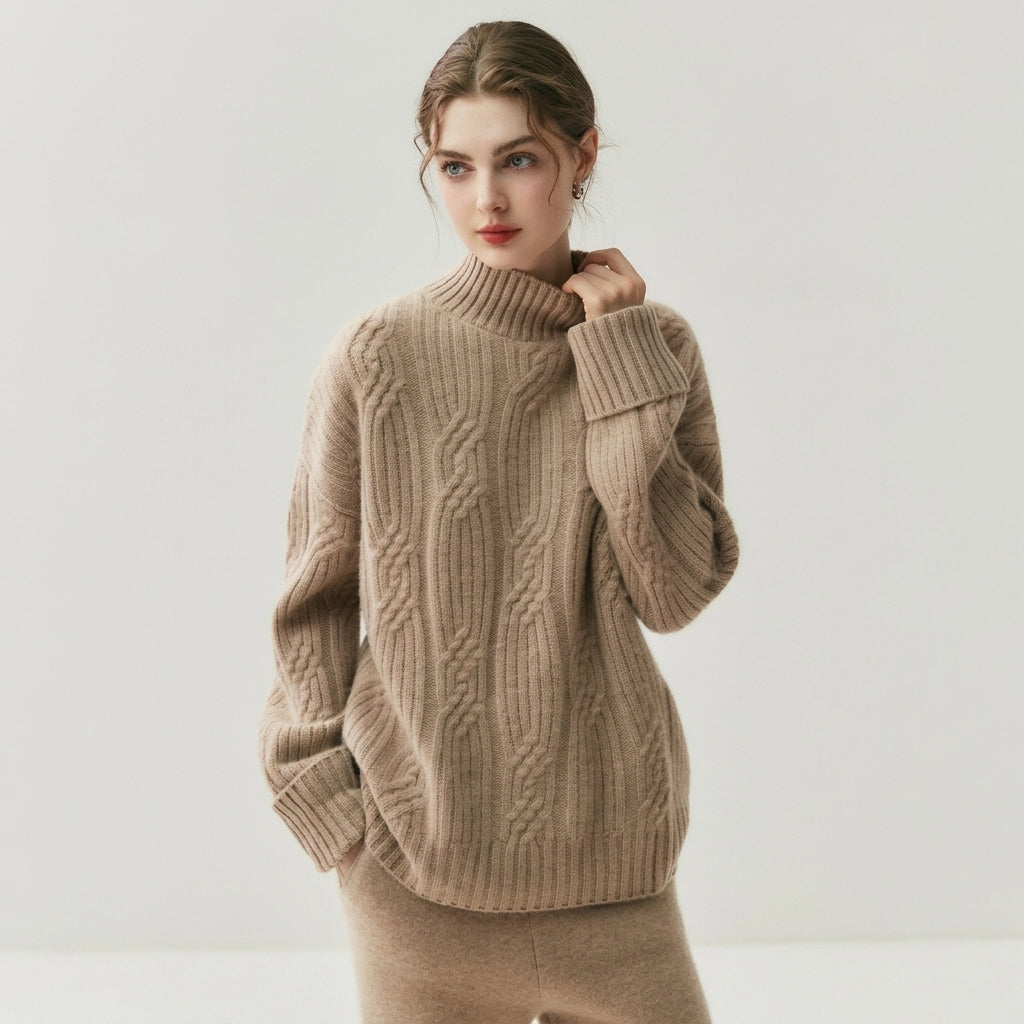 Chunky Cable Knit Turtleneck Sweater