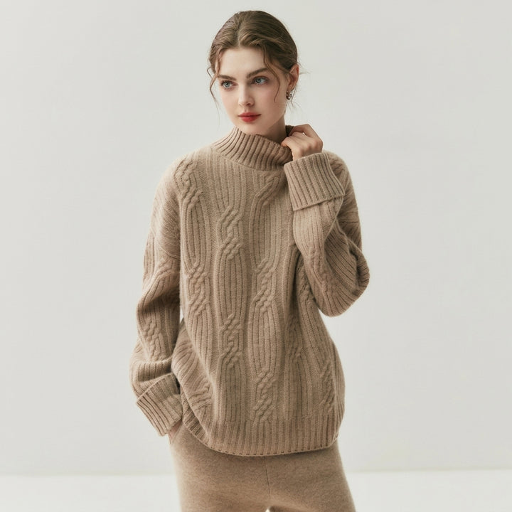Chunky Cable Knit Turtleneck Sweater