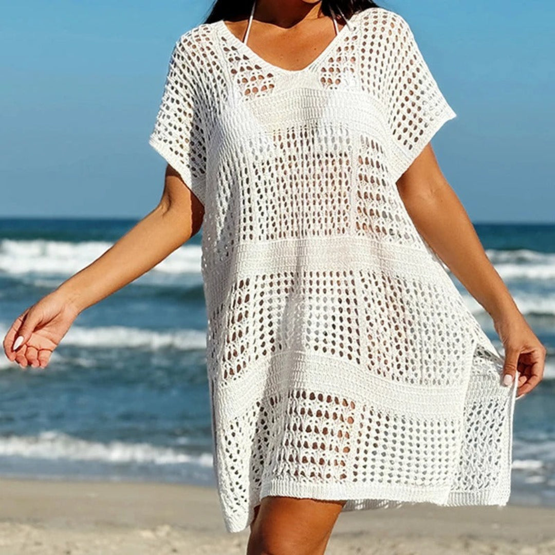 Luna sheer bikini knit cover-up for women, lightweight open-knit beach cover-up for stylish swimwear layering