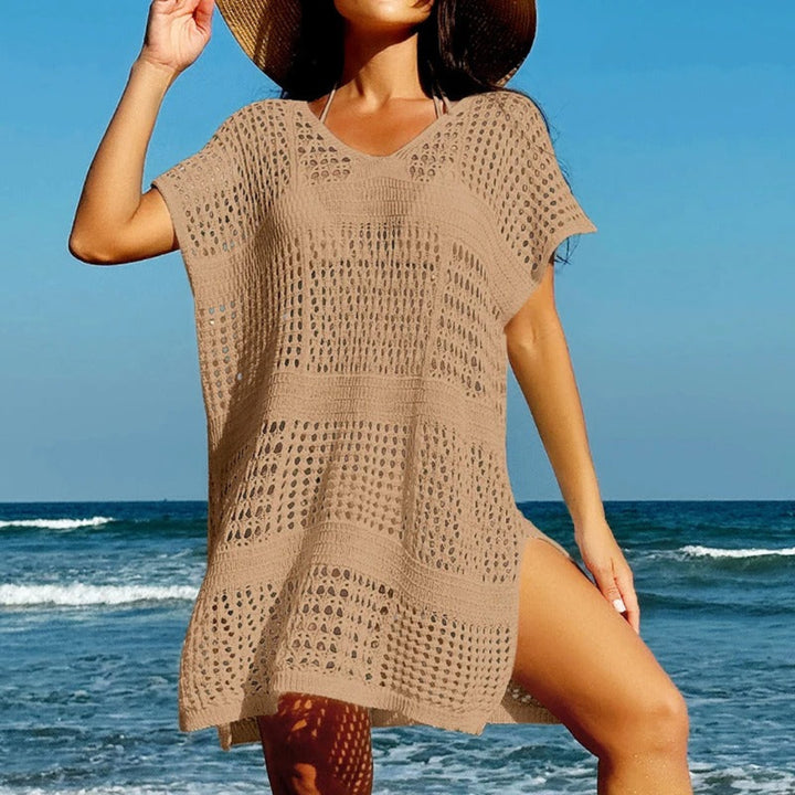Luna sheer bikini knit cover-up for women, lightweight open-knit beach cover-up for stylish swimwear layering