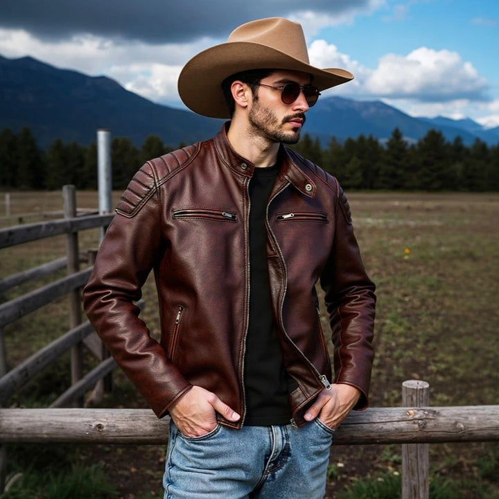 Belted Brown Leather Look Jacket