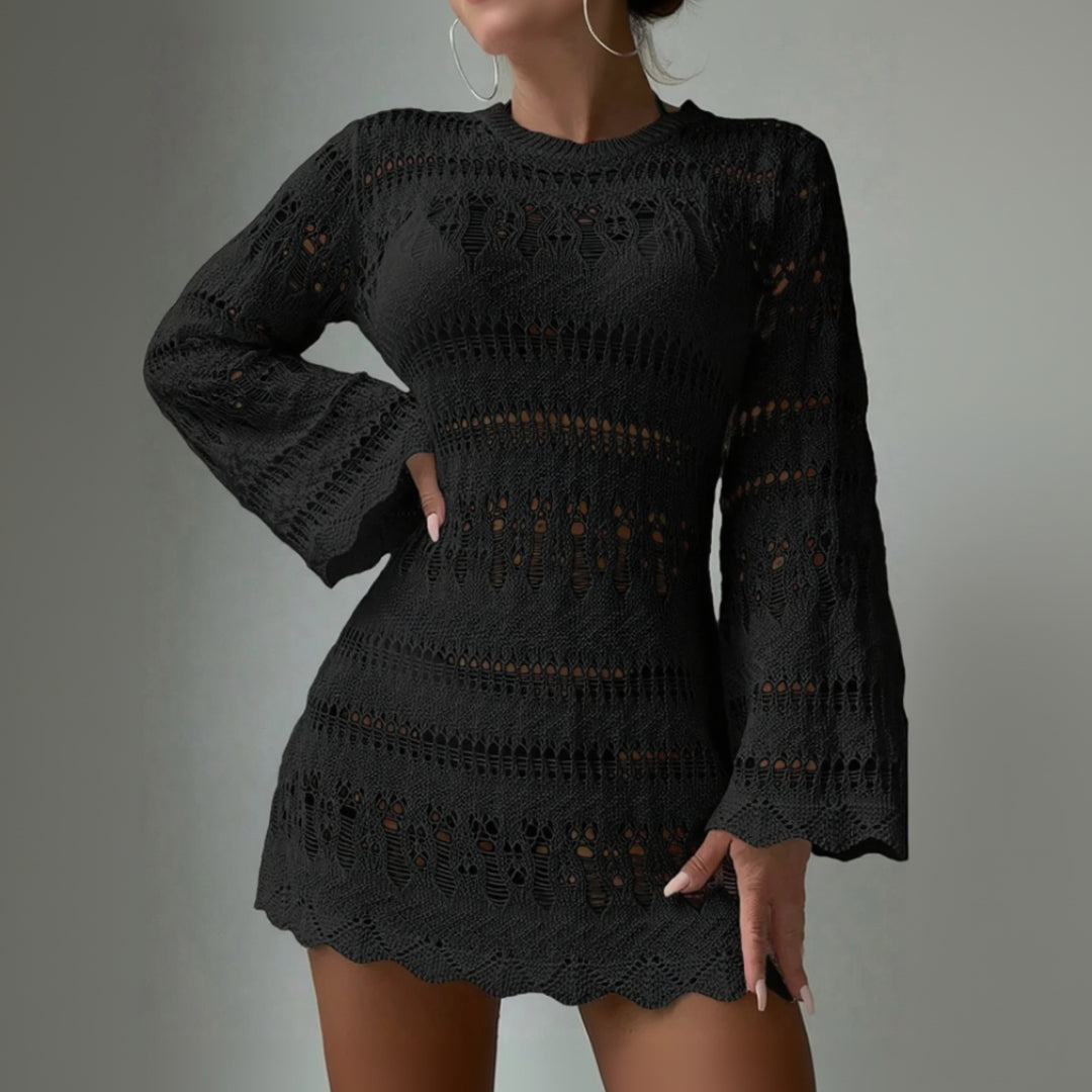 Modern bloom crochet dress for women, stylish crochet mini dress for beach, summer, and vacation outfits