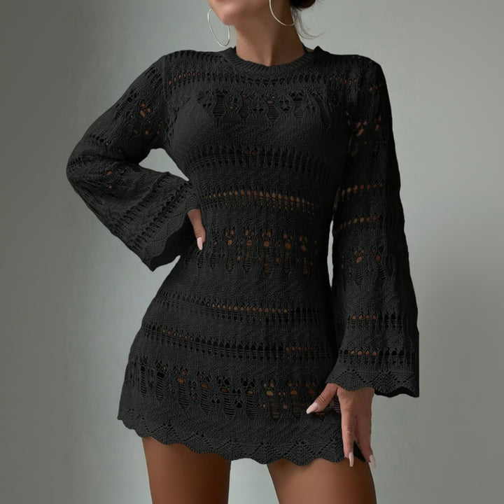 Modern bloom crochet dress for women, stylish crochet mini dress for beach, summer, and vacation outfits