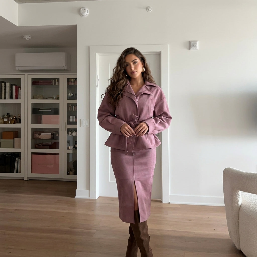 Belted Suede Wrap Jacket