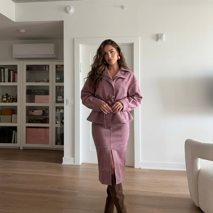 Belted Suede Wrap Jacket