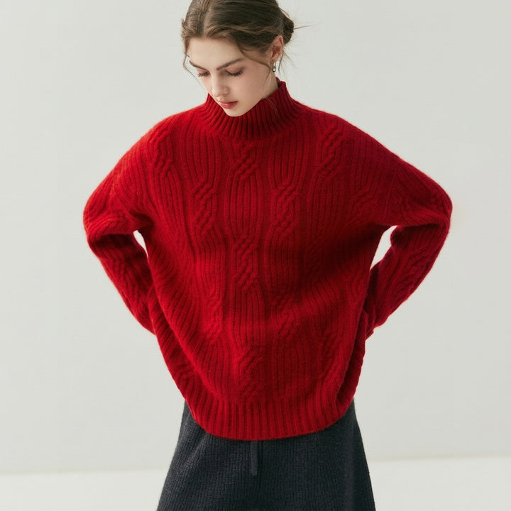 Chunky Cable Knit Turtleneck Sweater