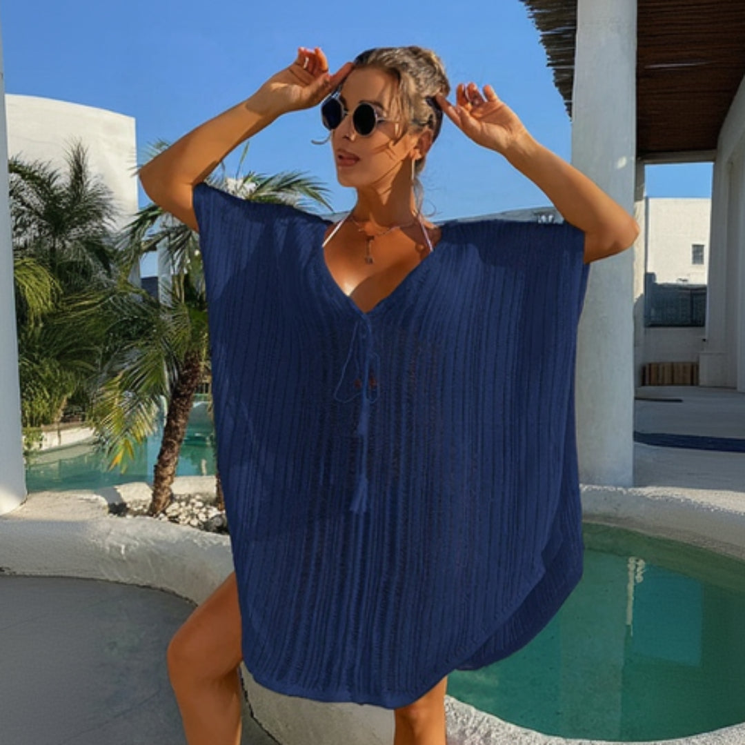 Solstice Rope-Tie Knit Beach Cover-Up