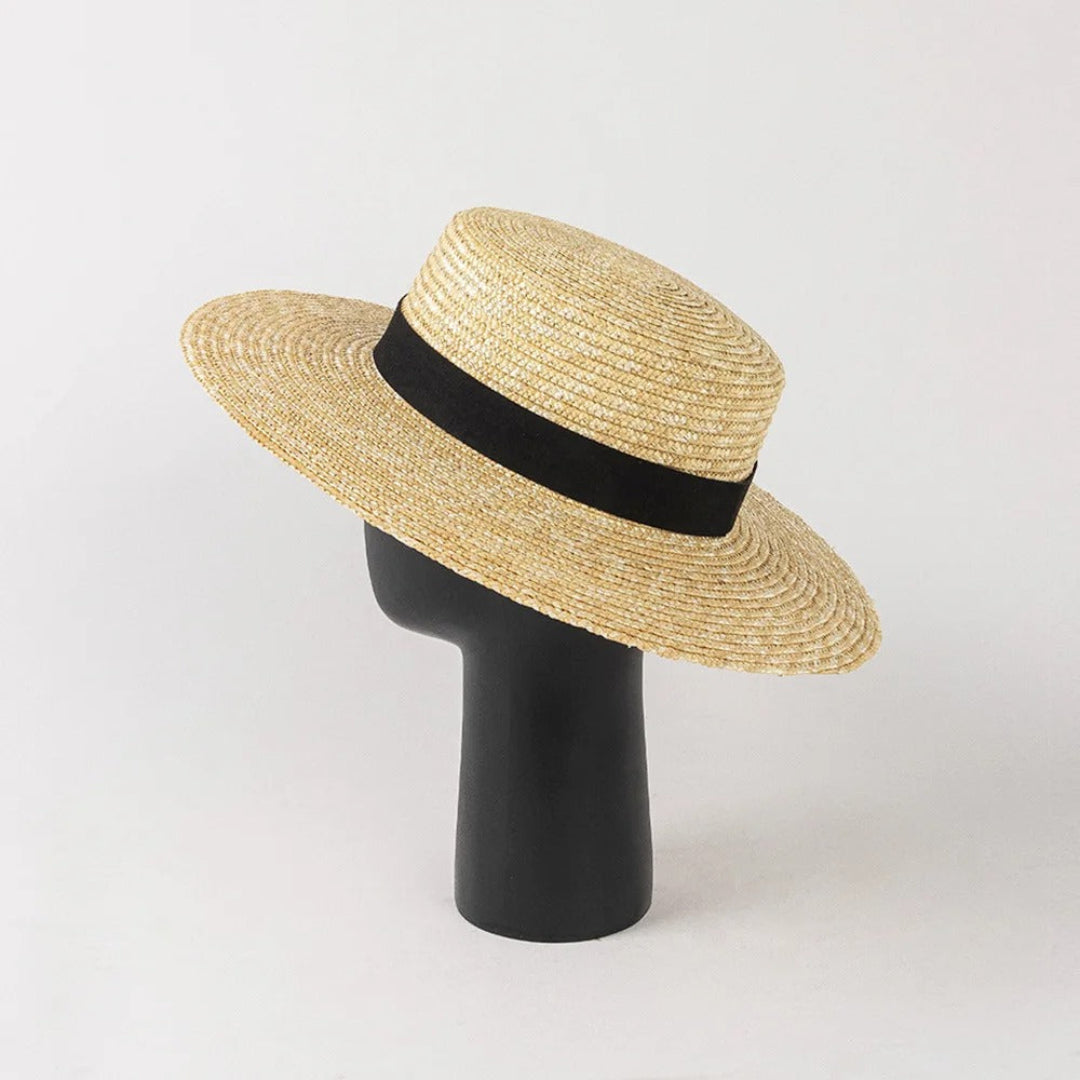 Sunlit charm flat top straw hat, stylish summer straw hat for beach, vacation, and outdoor fashion