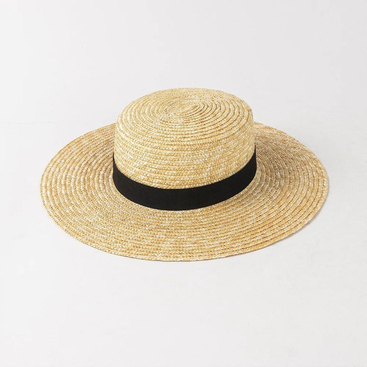 Sunlit charm flat top straw hat, stylish summer straw hat for beach, vacation, and outdoor fashion