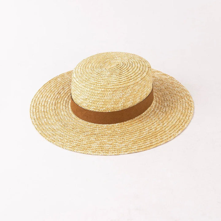 Sunlit charm flat top straw hat, stylish summer straw hat for beach, vacation, and outdoor fashion
